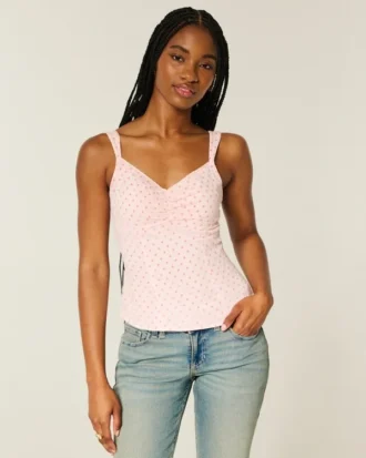 Chiffon tanktop met kanten rand