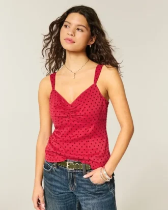 Chiffon tanktop met kanten rand