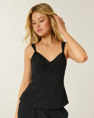 Chiffon tanktop met kanten rand
