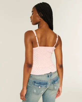 Chiffon tanktop met kanten rand