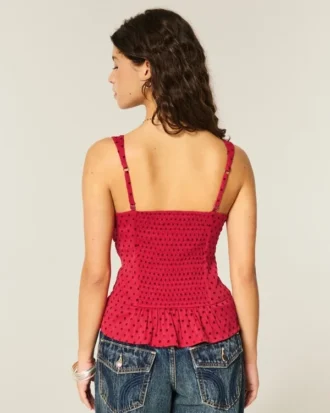 Chiffon tanktop met kanten rand