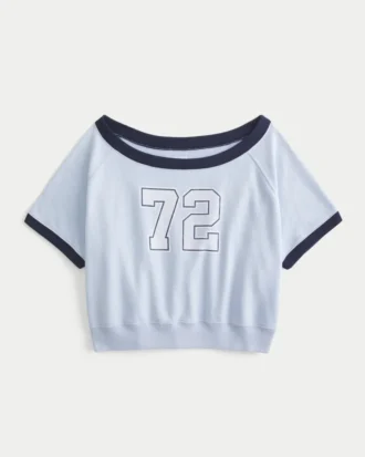 Comfortabel sweatshirt met korte mouwen van badstof fleece en print