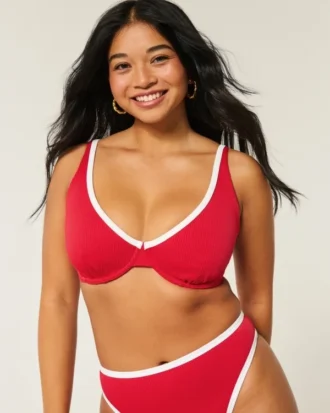 Curvy High Apex geribbelde beugelbikinitop