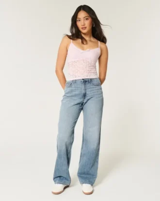 Curvy high-rise medium wash baggy jeans