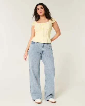 Curvy high-rise medium wash baggy jeans