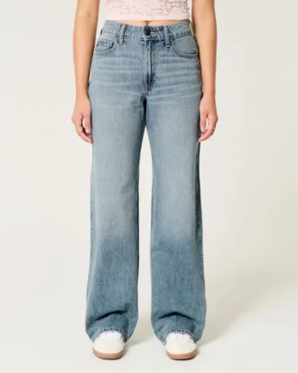 Curvy high-rise medium wash baggy jeans