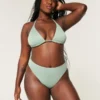 Curvy hoog uitgesneden hooggetailleerd geribbeld cheeky bikinibroekje