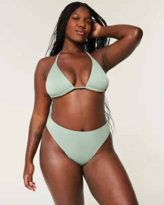 Curvy hoog uitgesneden hooggetailleerd geribbeld cheeky bikinibroekje