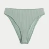 Curvy hoog uitgesneden hooggetailleerd geribbeld cheeky bikinibroekje