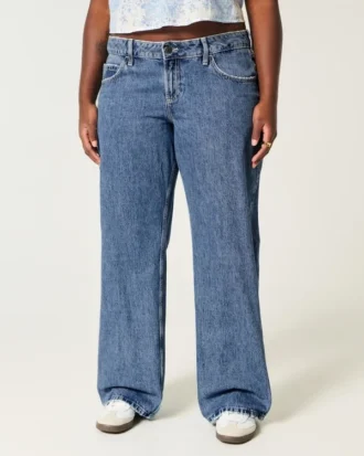 Curvy laag uitgesneden baggy jeans met medium wassing