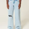Curvy laag uitgesneden gescheurde lichtgewassen baggy jeans