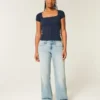 Curvy laag uitgesneden lichtgewassen baggy jeans