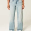Curvy laag uitgesneden lichtgewassen baggy jeans