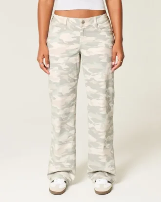 Curvy laaggetailleerde Y2K camouflage baggy jeans