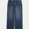 Curvy mid-rise baggy jeans met donkere wassing Curvy mid-rise baggy jeans met donkere wassing