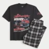 Dale Earnhardt NASCAR T-shirt met print en flanellen pyjamabroek Dale Earnhardt NASCAR T-shirt met print en flanellen pyjamabroek