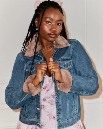 Denim jasje met nepbontrand