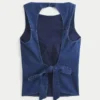 Denim top met open rug Denim top met open rug