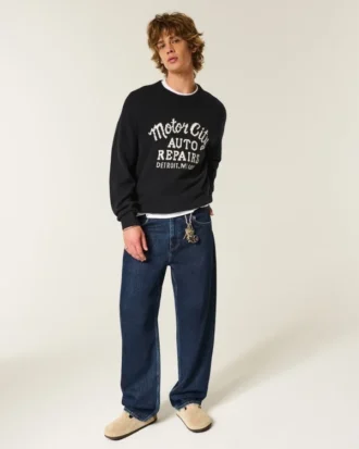 Donkerblauwe skaterbaggy jeans