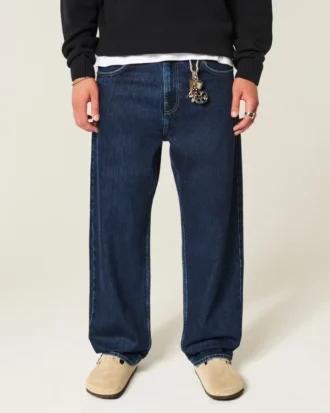 Donkerblauwe skaterbaggy jeans