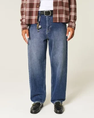 Donkerblauwe skaterbaggy jeans