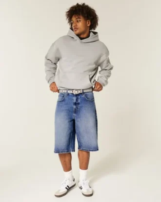 Donkerblauwe superbaggy denim short