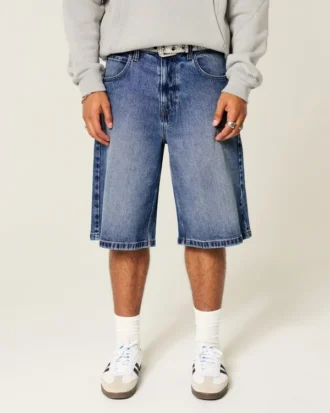 Donkerblauwe superbaggy denim short