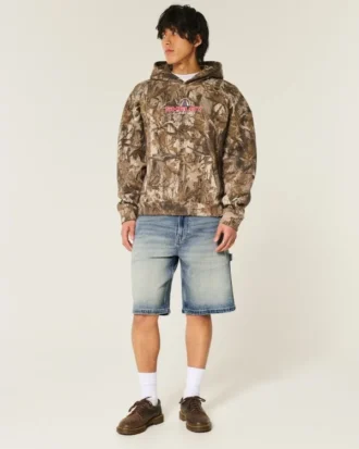 Donkere baggy denim short