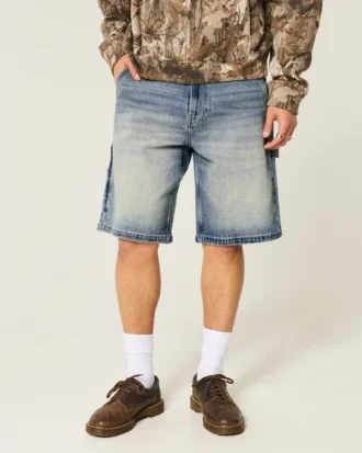 Donkere baggy denim short