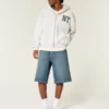 Donkere superbaggy denim short tot onder de knie Donkere superbaggy denim short tot onder de knie