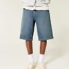 Donkere superbaggy denim short tot onder de knie Donkere superbaggy denim short tot onder de knie