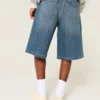 Donkere superbaggy denim short tot onder de knie Donkere superbaggy denim short tot onder de knie