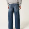 Donkere wassing Geborduurd logo Super baggy jeans Donkere wassing Geborduurd logo Super baggy jeans