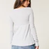 Easy babydolltop met lange mouwen en pointelle
