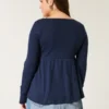 Easy babydolltop met lange mouwen en pointelle