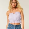 Easy Crop Strapless Lace Inset Tube Top Easy Crop Strapless Lace Inset Tube Top