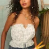 Easy Crop Strapless Lace Inset Tube Top Easy Crop Strapless Lace Inset Tube Top
