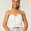 Easy Crop Strapless Lace Inset Tube Top Easy Crop Strapless Lace Inset Tube Top