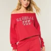 Easy Double Off-the-Shoulder University of Georgia Graphic Sweatshirt Easy Double Off-the-Shoulder University of Georgia Graphic Sweatshirt