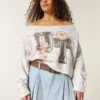 Easy Double Off-the-Shoulder University of Texas Graphic Sweatshirt Easy Double Off-the-Shoulder University of Texas Graphic Sweatshirt