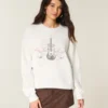 Easy New York Sweatshirt met gitaarprint en studs Easy New York Sweatshirt met gitaarprint en studs