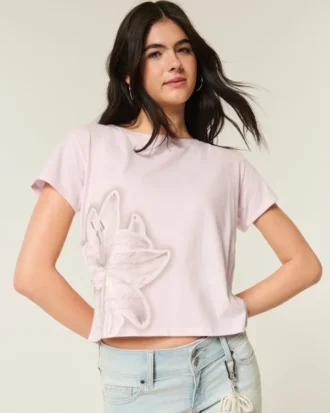 Easy Ribbon Tie-Back Floral Graphic Tee