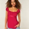 Easy satijnen babydolltop met strik Easy satijnen babydolltop met strik
