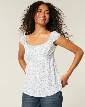 Easy satijnen babydolltop met strik