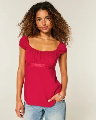 Easy satijnen babydolltop met strik