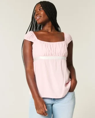 Easy satijnen babydolltop met strik