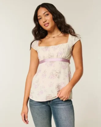 Easy satijnen babydolltop met strik