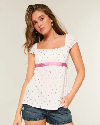 Easy satijnen babydolltop met strik