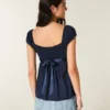Easy satijnen babydolltop met strik Easy satijnen babydolltop met strik