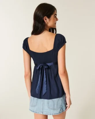 Easy satijnen babydolltop met strik